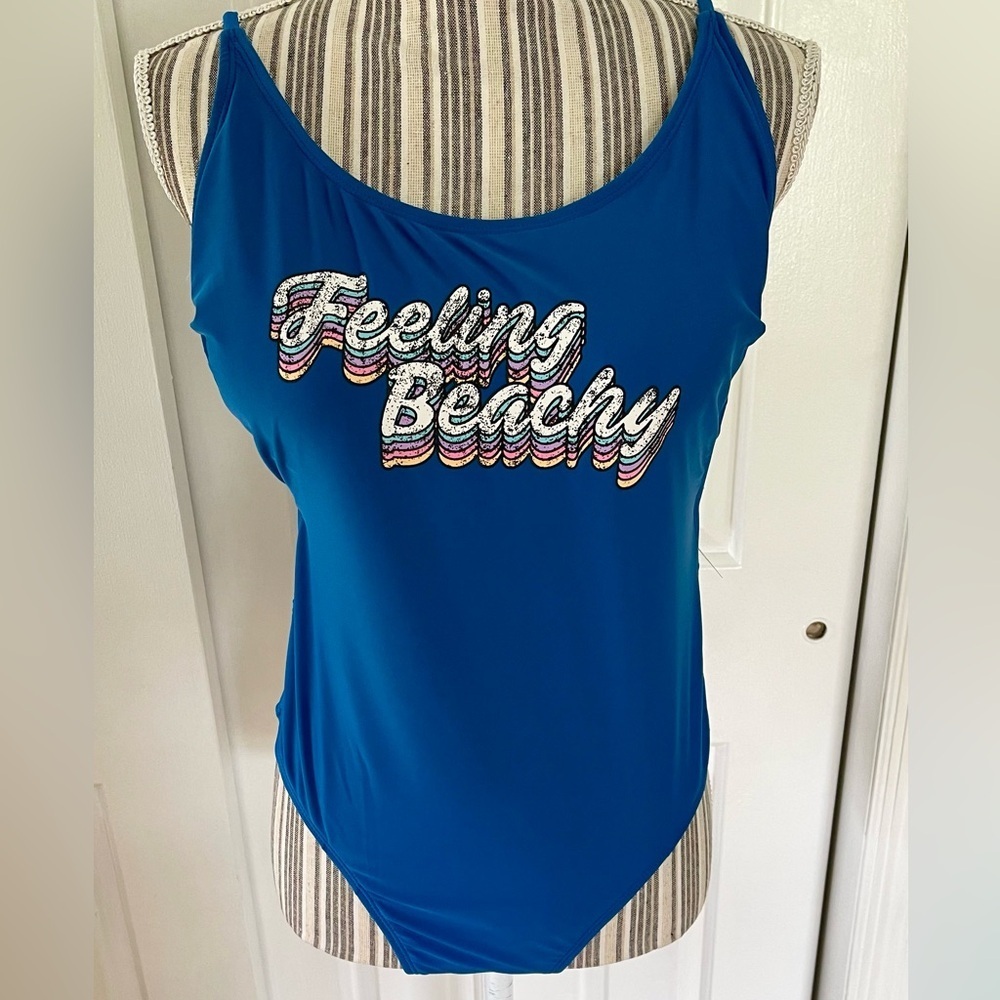 NWT No Boundaries Bright Blue one piece bathing suit size 11-13